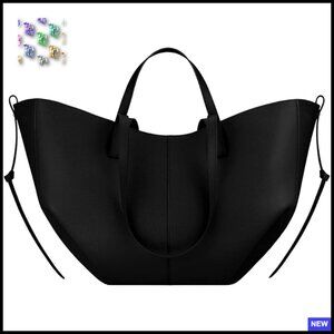 Premium Leather Bucket Tote Bag Large Capacity Commuter Shoulder Bag Versatile